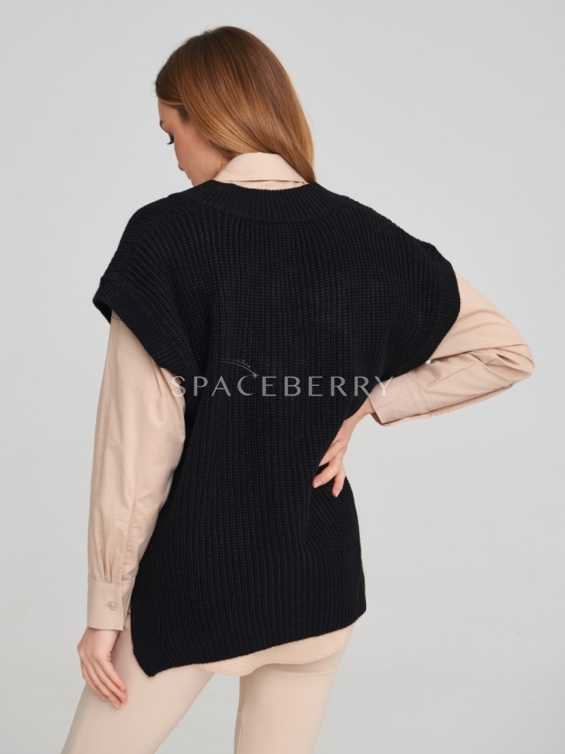 Женский вязаный джемпер оверсайз, жилет